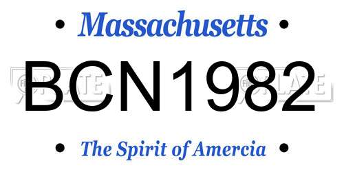 BCN1982 Massachusetts License Plate