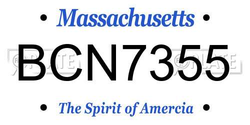 BCN7355 Massachusetts License Plate