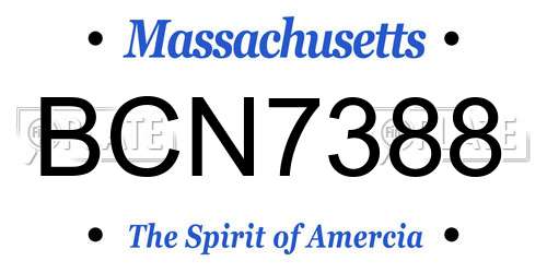 BCN7388 Massachusetts License Plate
