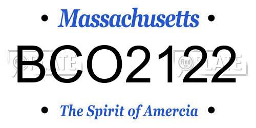 BCO2122 Massachusetts License Plate