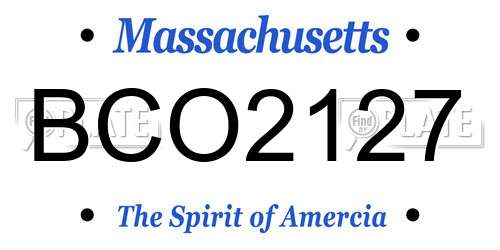 BCO2127 Massachusetts License Plate