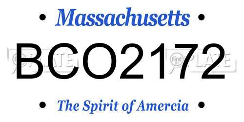 BCO2172 Massachusetts License Plate