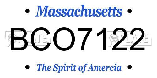 BCO7122 Massachusetts License Plate