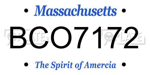BCO7172 Massachusetts License Plate