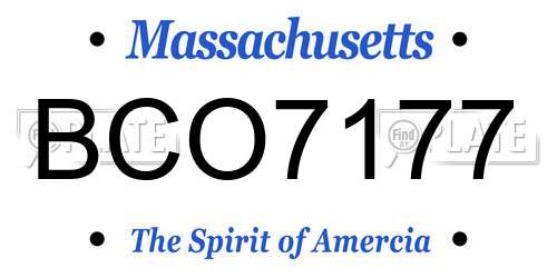 BCO7177 Massachusetts License Plate