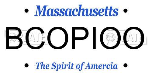 BCOPIOO Massachusetts License Plate