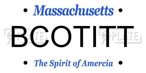 BCOTITT Massachusetts License Plate