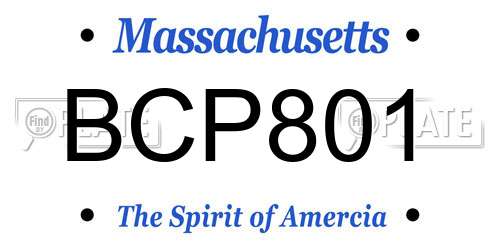 BCP801 Massachusetts License Plate