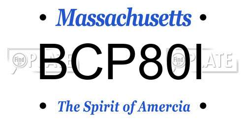 BCP80I Massachusetts License Plate