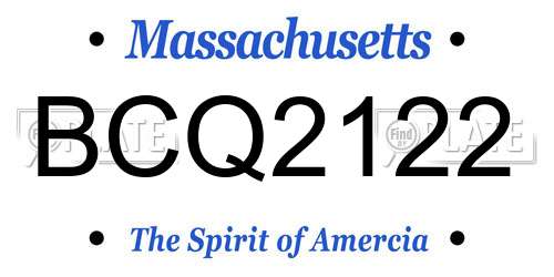 BCQ2122 Massachusetts License Plate