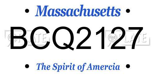 BCQ2127 Massachusetts License Plate