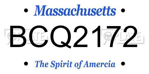 BCQ2172 Massachusetts License Plate