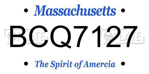 BCQ7127 Massachusetts License Plate