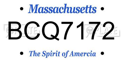 BCQ7172 Massachusetts License Plate