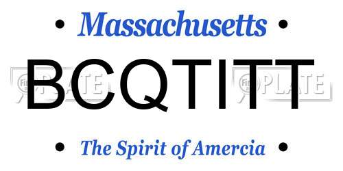 BCQTITT Massachusetts License Plate