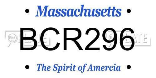 BCR296 Massachusetts License Plate