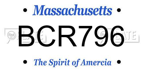 BCR796 Massachusetts License Plate