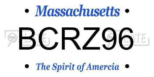 BCRZ96 Massachusetts License Plate