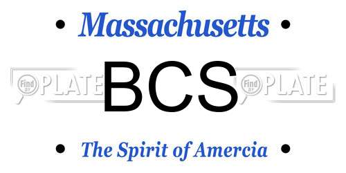 BCS Massachusetts License Plate