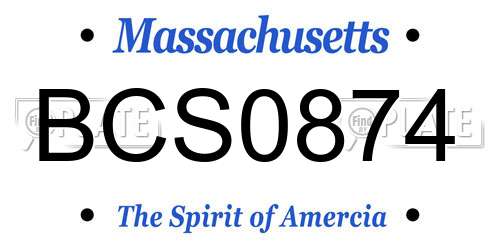 BCS0874 Massachusetts License Plate