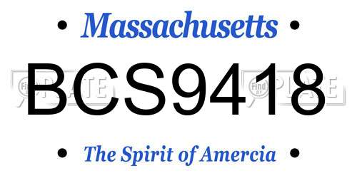 BCS9418 Massachusetts License Plate