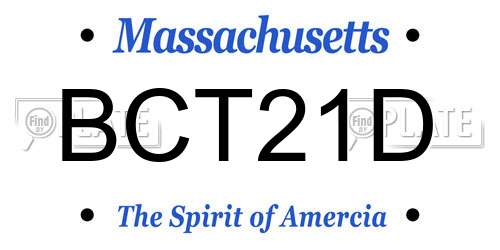BCT21D Massachusetts License Plate