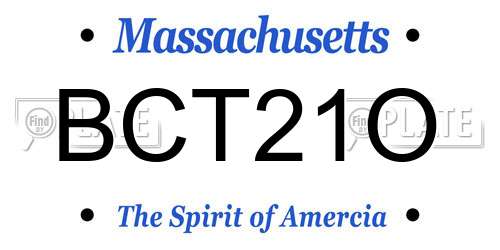 BCT21O Massachusetts License Plate
