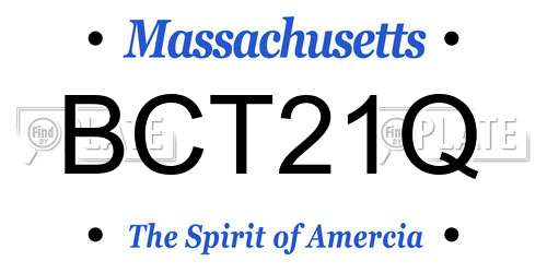 BCT21Q Massachusetts License Plate