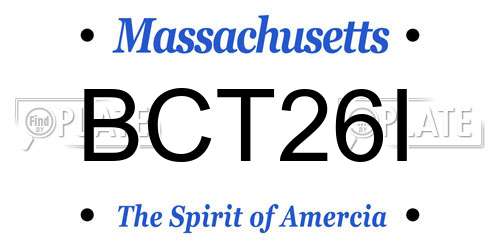 BCT26I Massachusetts License Plate