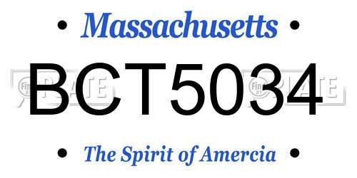 BCT5034 Massachusetts License Plate