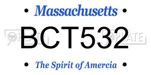 BCT532 Massachusetts License Plate