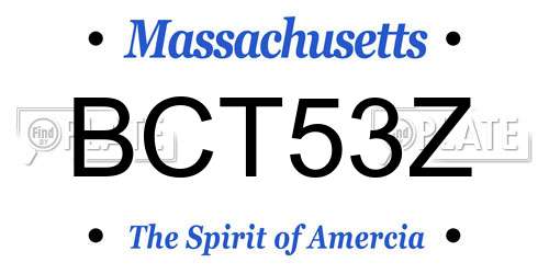 BCT53Z Massachusetts License Plate