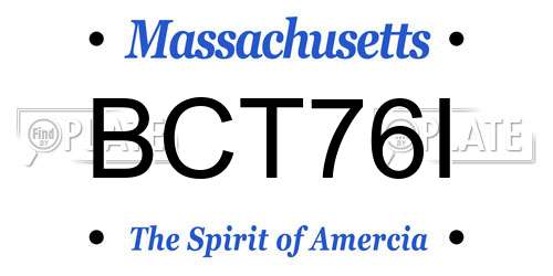 BCT76I Massachusetts License Plate
