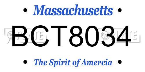 BCT8034 Massachusetts License Plate