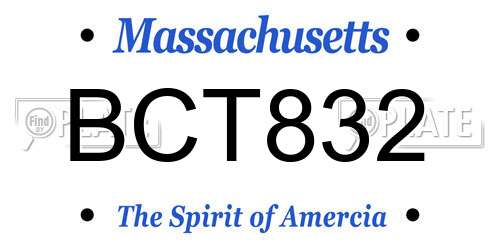BCT832 Massachusetts License Plate