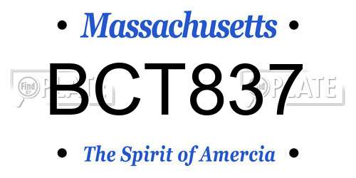 BCT837 Massachusetts License Plate