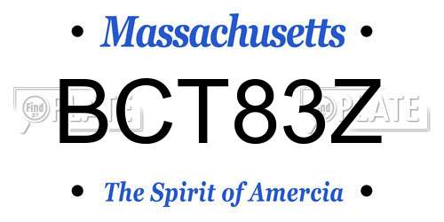 BCT83Z Massachusetts License Plate