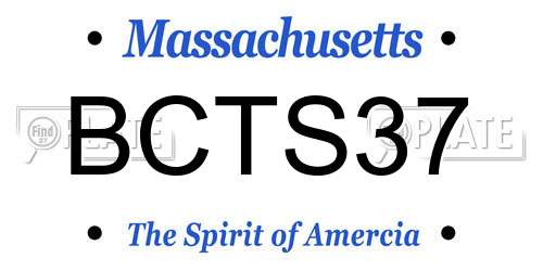 BCTS37 Massachusetts License Plate
