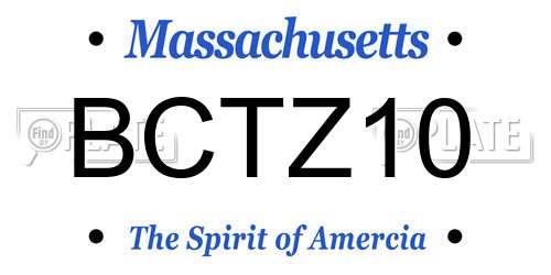 BCTZ10 Massachusetts License Plate