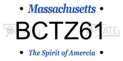 BCTZ61 Massachusetts License Plate