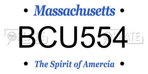 BCU554 Massachusetts License Plate