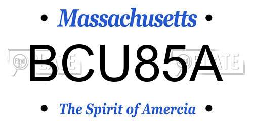 BCU85A Massachusetts License Plate