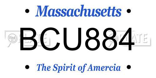 BCU884 Massachusetts License Plate