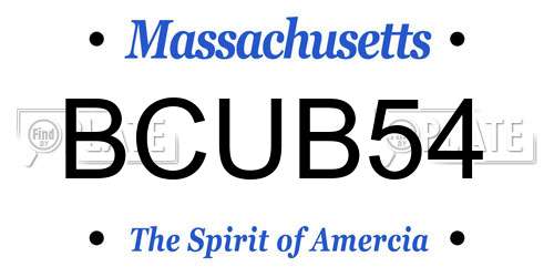 BCUB54 Massachusetts License Plate