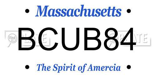 BCUB84 Massachusetts License Plate