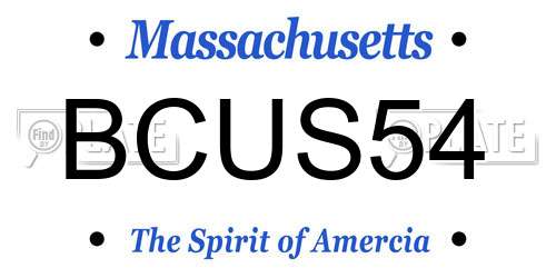 BCUS54 Massachusetts License Plate