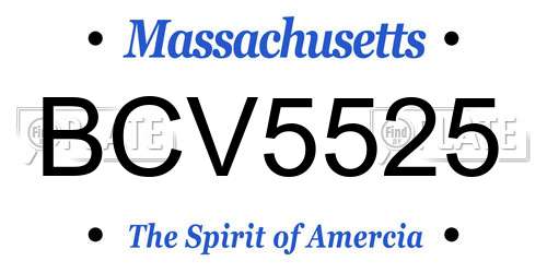 BCV5525 Massachusetts License Plate