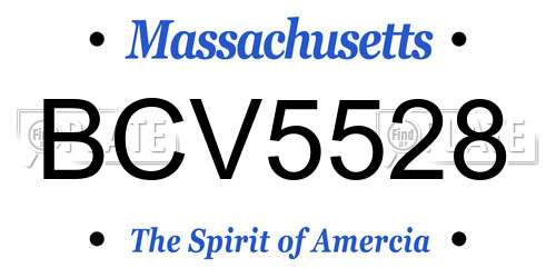 BCV5528 Massachusetts License Plate