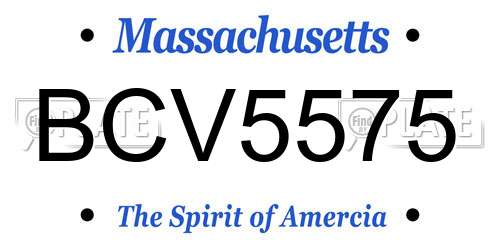 BCV5575 Massachusetts License Plate