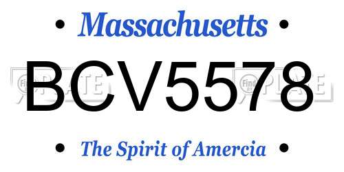 BCV5578 Massachusetts License Plate